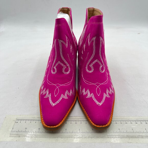 Hot Pink Cowboy Boots for Women Cowgirl Ankle Western Embroidered Stitched Boot - Picture 2 of 7